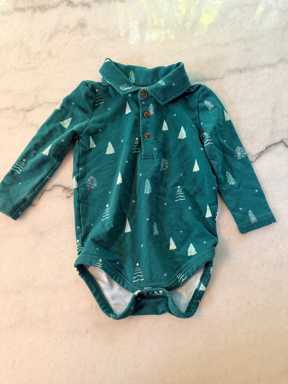 Little Sleepies Green Holiday Tree Long-Sleeve Bodysuit